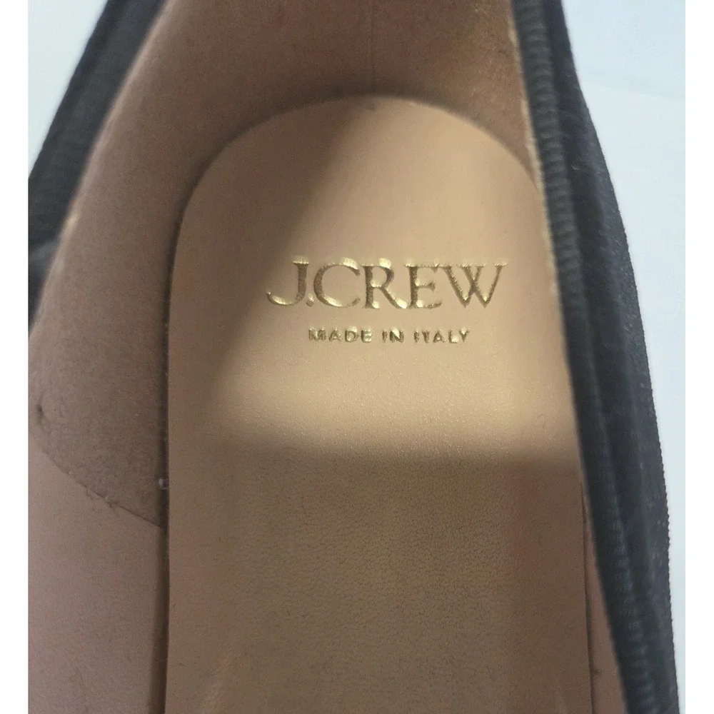 J. Crew Smoking Loafers 9 Zebra Embroidered Red Bow Black Velvet Made Italy NWOB
